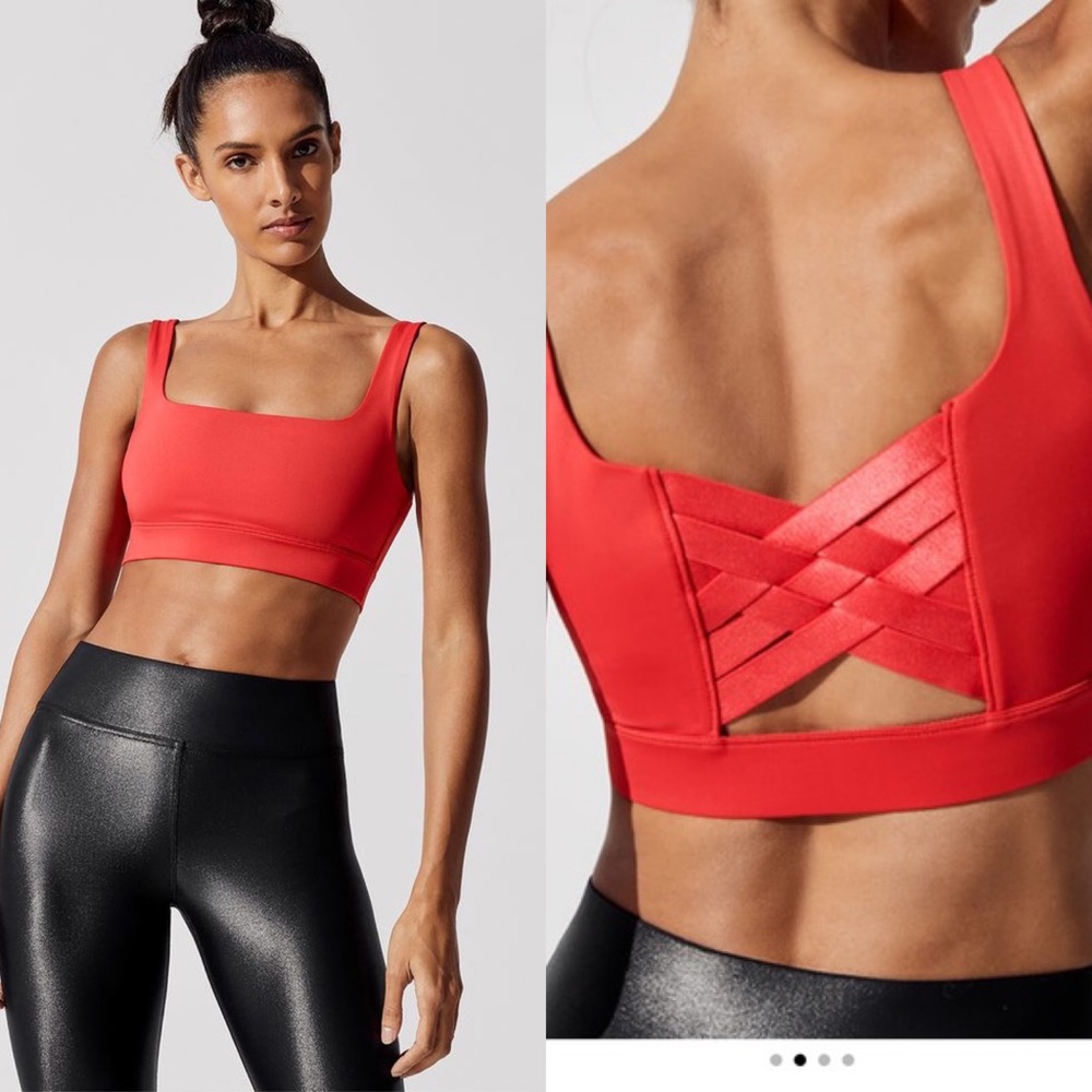 Carbon38 Basket Weave Sports Bra Raspberry Red S